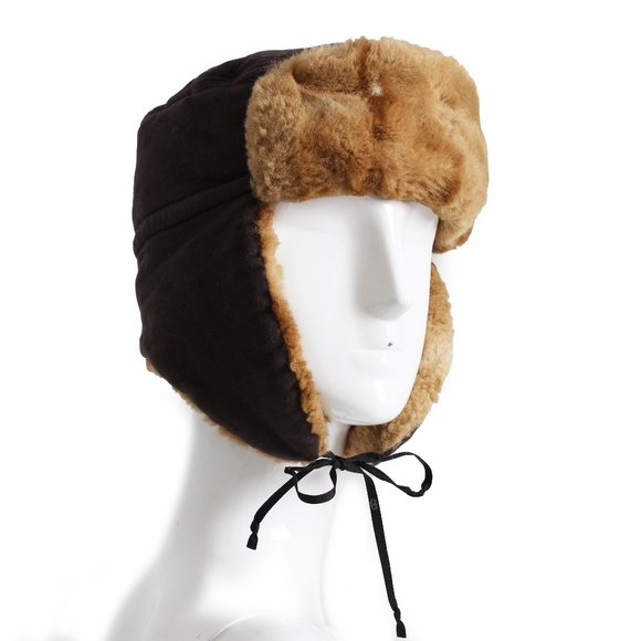 Conte of Florence Trapper Hat Brown Cotton Faux Fur Warm Winter Hat Italy - Picture 1 of 8